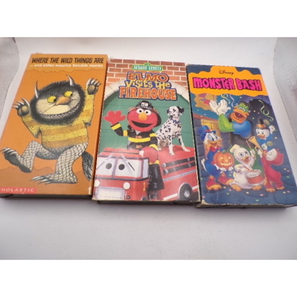Lot‎ of 3 Kids VHS Where the Wild Things Are Elmo Firehouse Disney Monster Bash